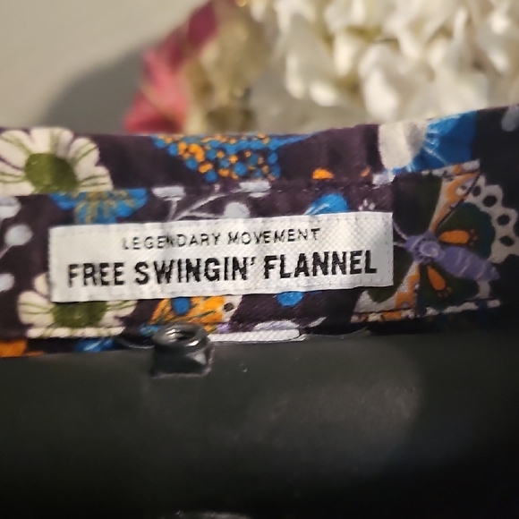 Duluth Trading Co Floral Button-Up Shirt - Black, Blue, Orange - Picture 5 of 6